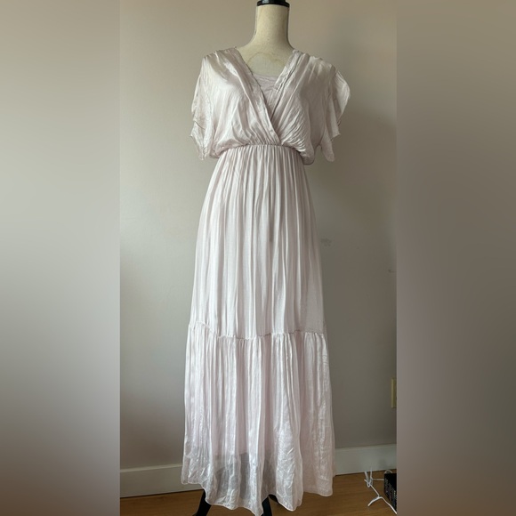 lara g Dresses & Skirts - NWT Silk blend prairie maxi dress in soft Blush pink